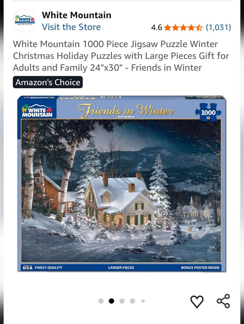 White Mountain Friends In Winter 1000p Puzzle
